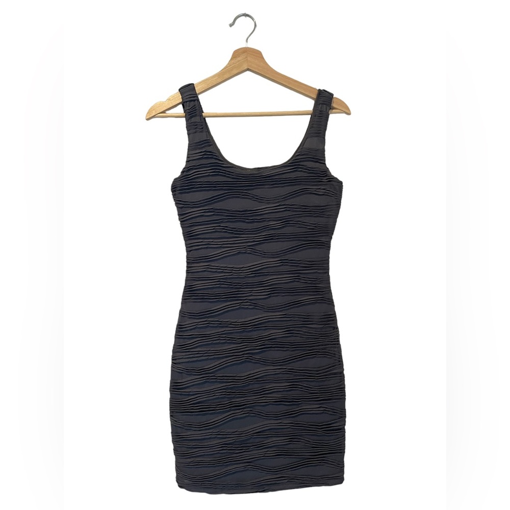 Ribbed Design Soprano Mini Body Con Grey Dress Size Small